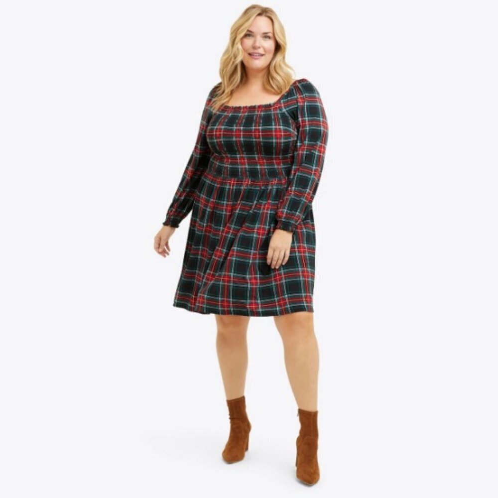 Draper James RVSP Women's Plus Size Square Neck Smocked Dress - 2X